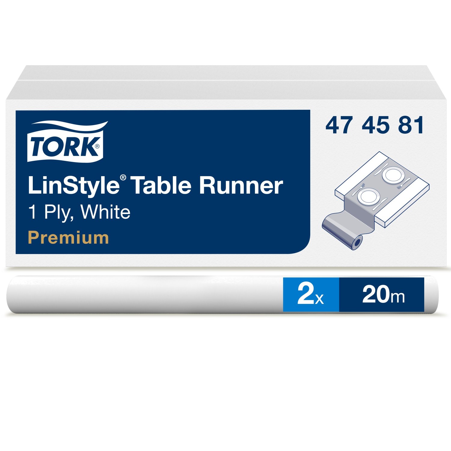 Tork LinStyle – Tafelrol Premium – 1-laags – Wit