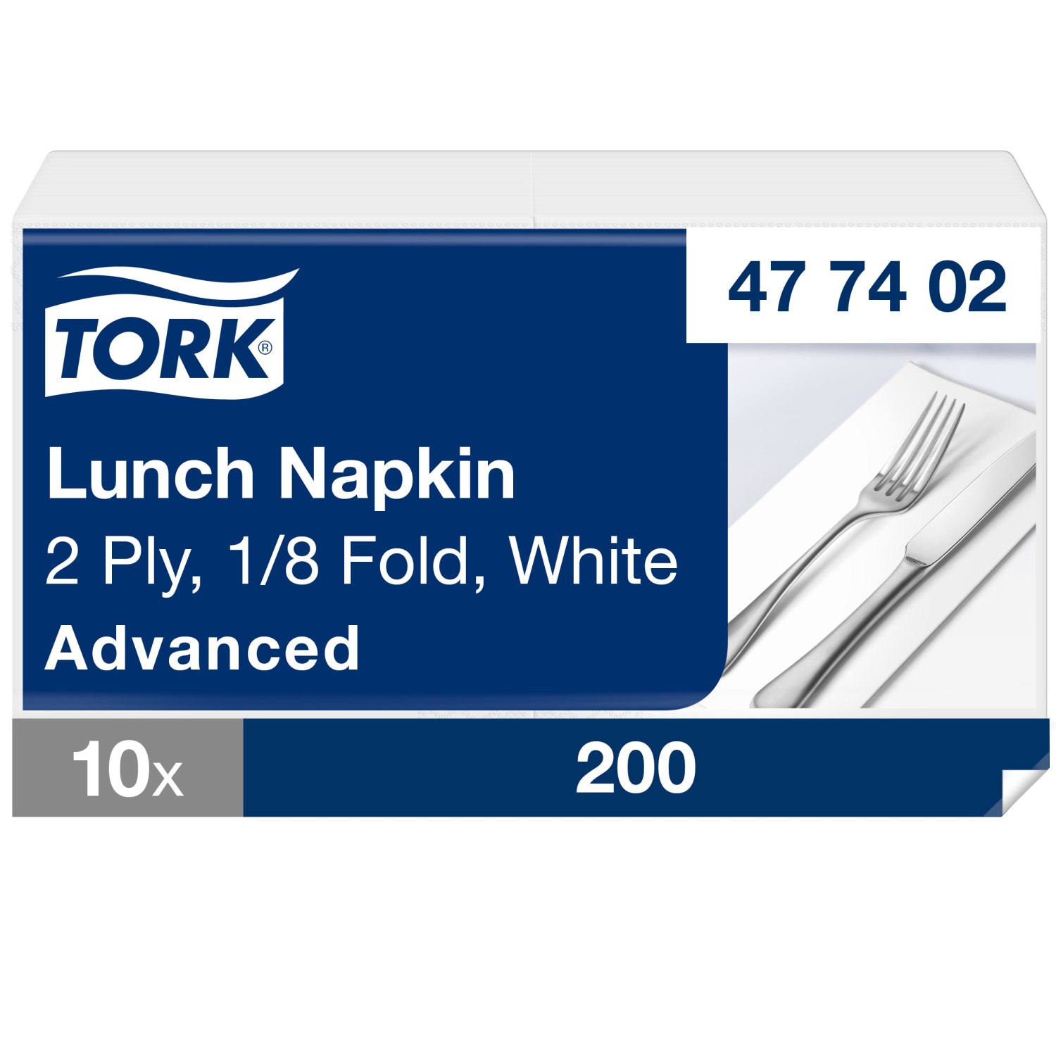 Tork Lunchservet – Advanced – 33x33cm – 1/8-vouw – 2-laags – Wit