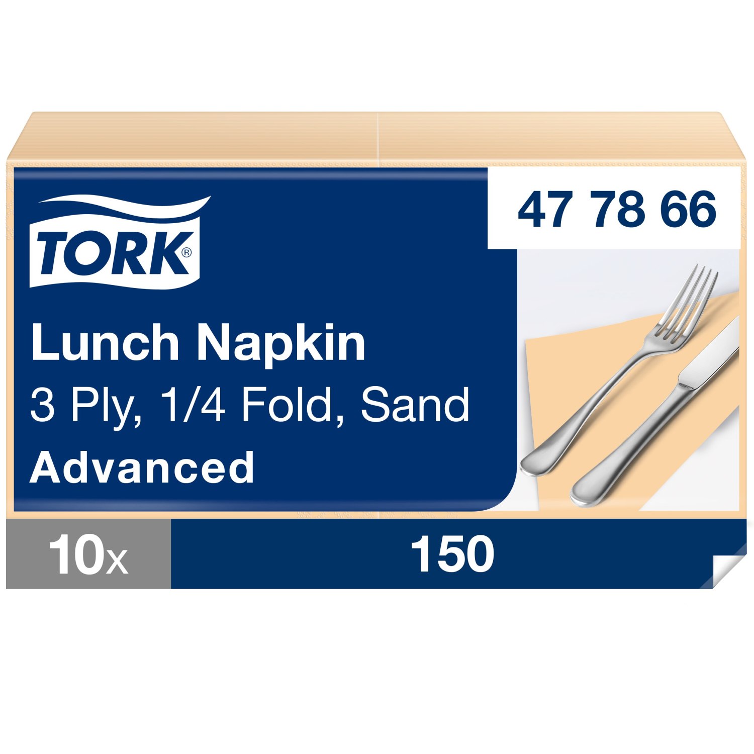 Tork Soft Lunchservet – Advanced – 33x33cm – 1/4-vouw – 3-laags – Zand