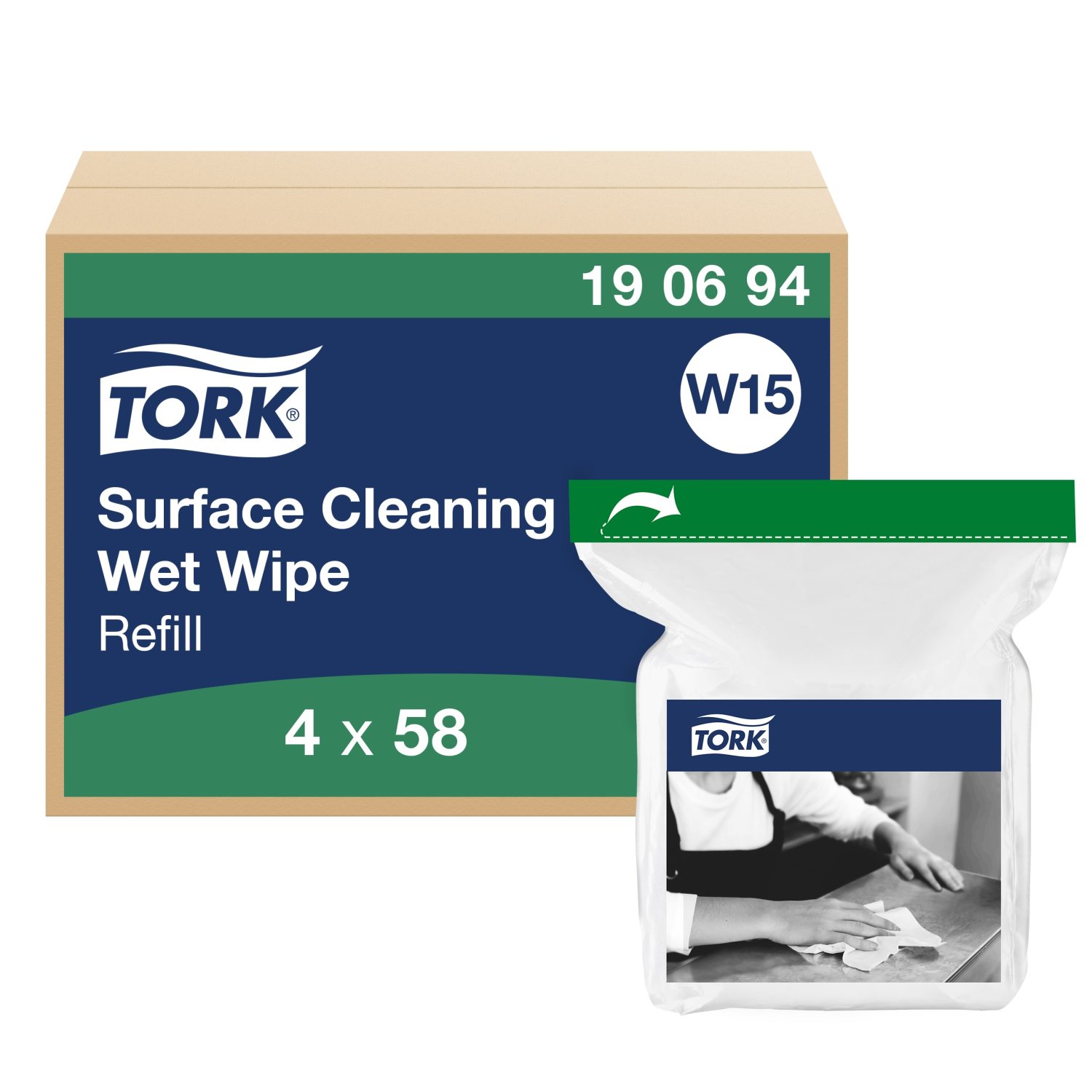 Tork Surface Cleaning – Vochtige Doeken – 1-laags – Wit – Vulling