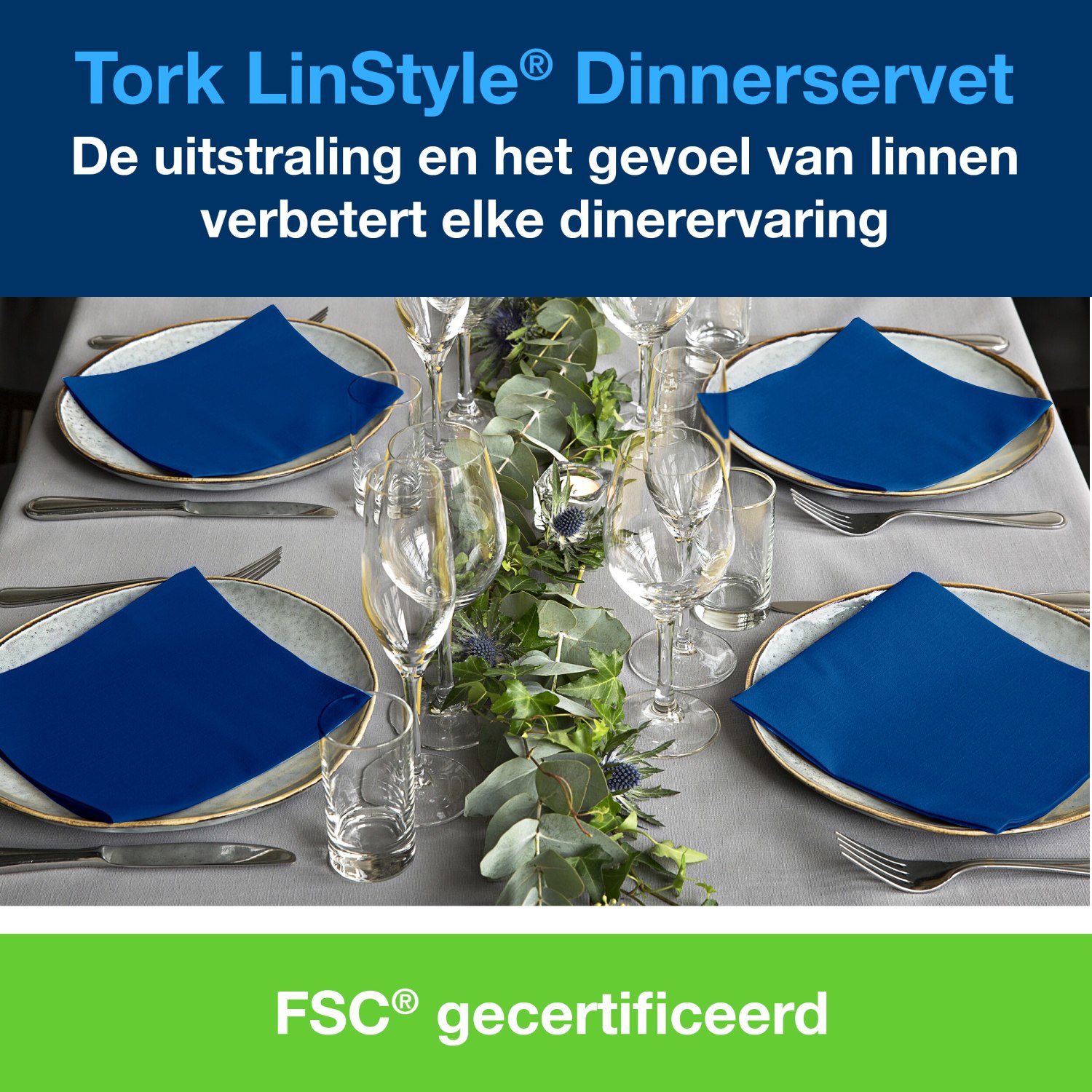 Tork LinStyle - Dinnerservet - Premium - 1-laags - Donkerblauw - Afbeelding 6