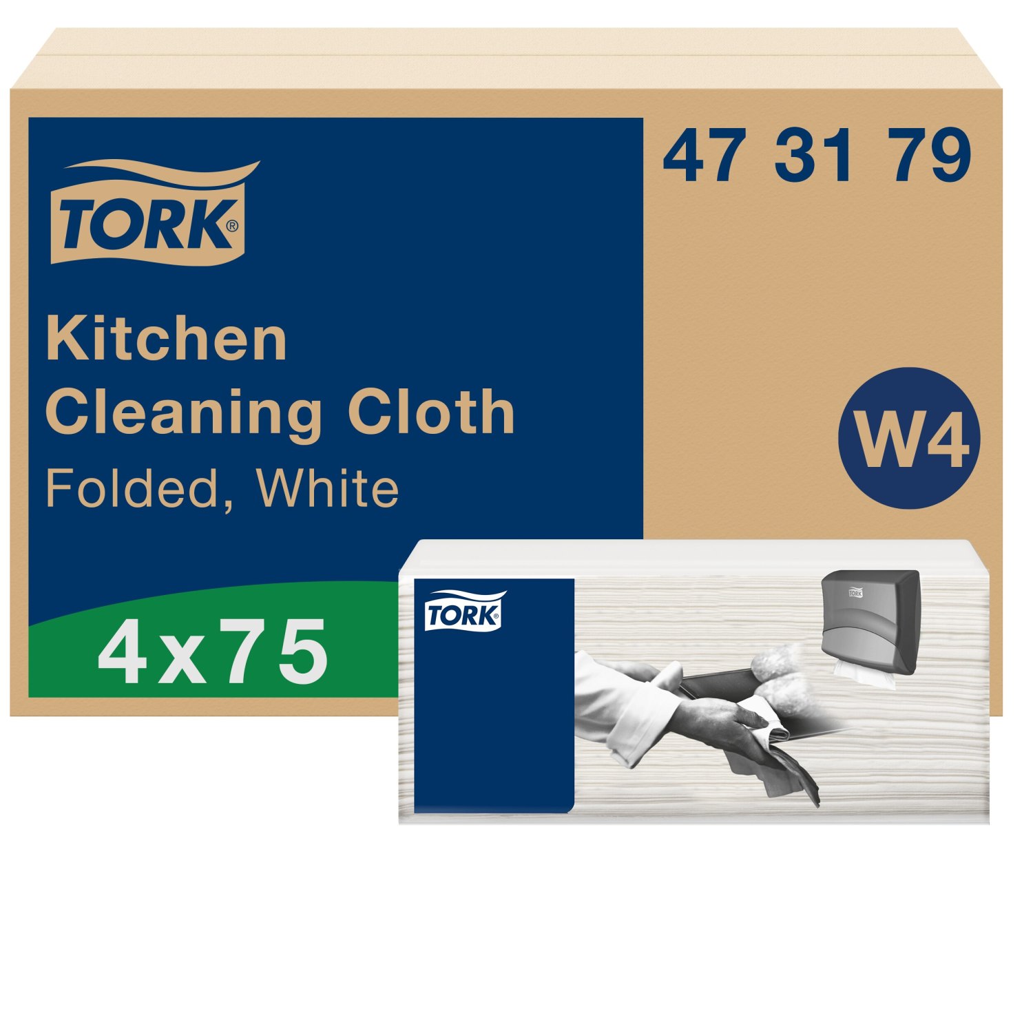 Tork Kitchen Cleaning Reinigingsdoek – 1-laags – Wit – Gevouwen