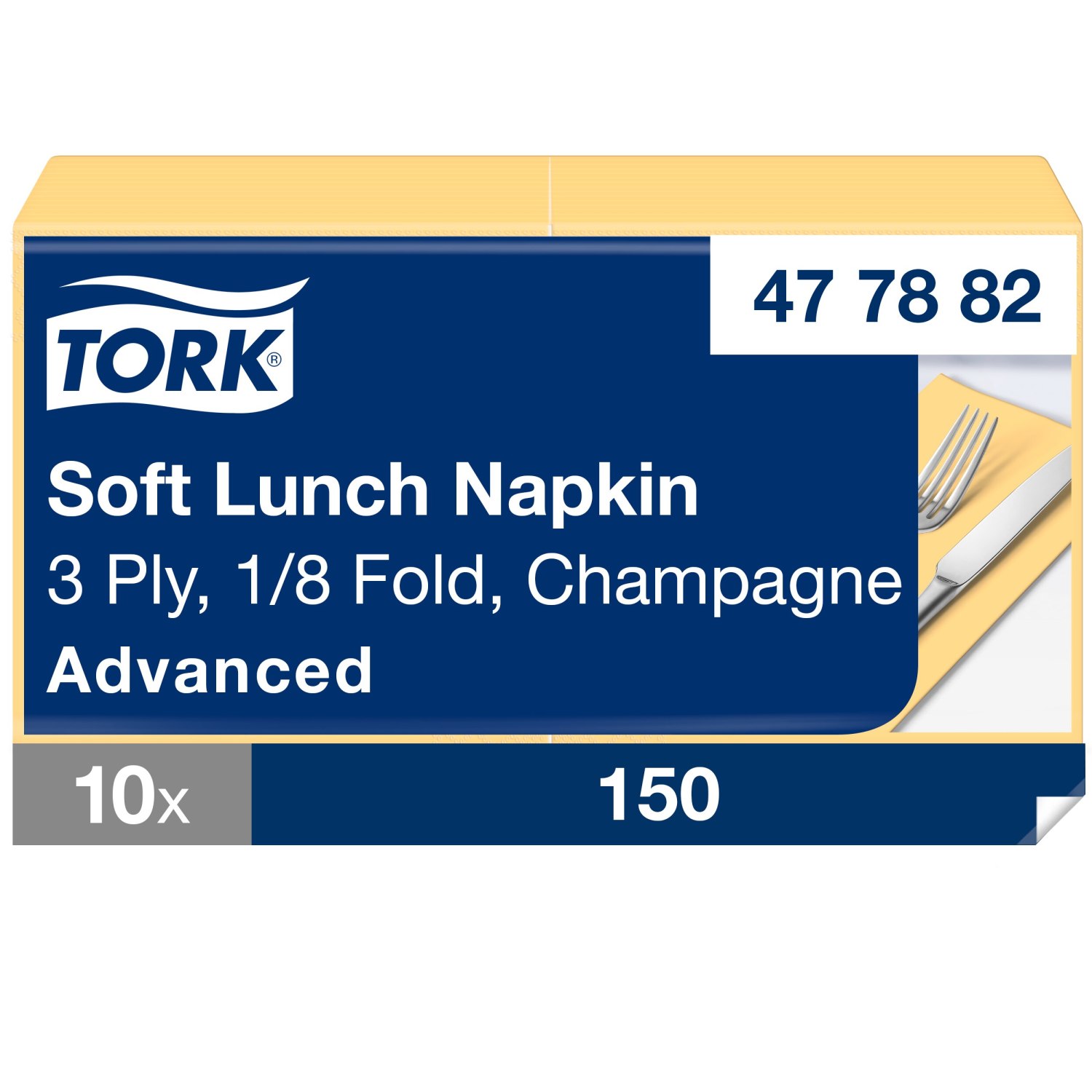 Tork Soft Lunchservet – Advanced – 33x33cm – 1/8-vouw – 3-laags – Champagne