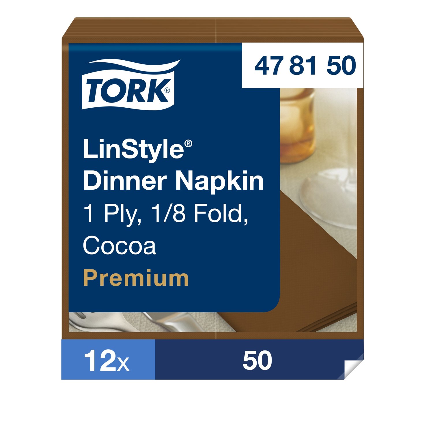 Tork LinStyle – Dinnerservet – Premium – 39x39cm – 1/8-vouw – 1-laags – Cocoa