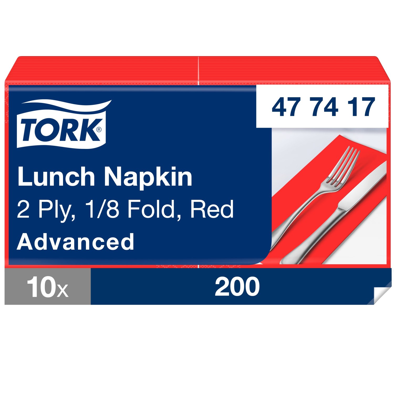 Tork Lunchservet – Advanced – 33x33cm – 1/8-vouw – 2-laags – Rood
