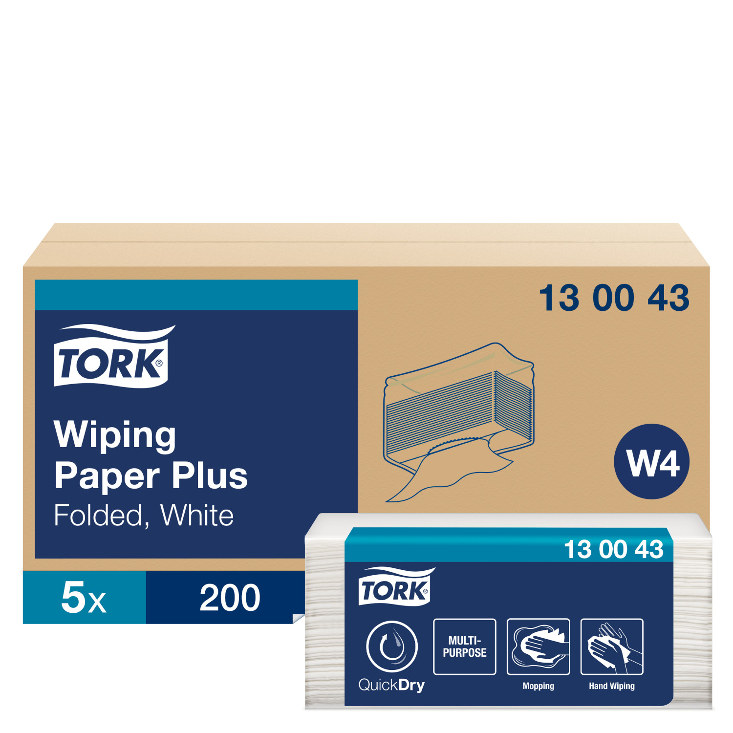 Tork Wiping Plus – Poetspapier – 2-laags – Wit – Gevouwen