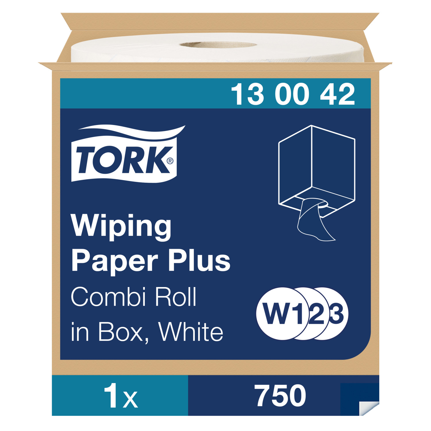 Tork Wiping Plus – Combi Rol – Poetspapier – 225mtr/23,5cm – 2-laags – Wit, 1 rol