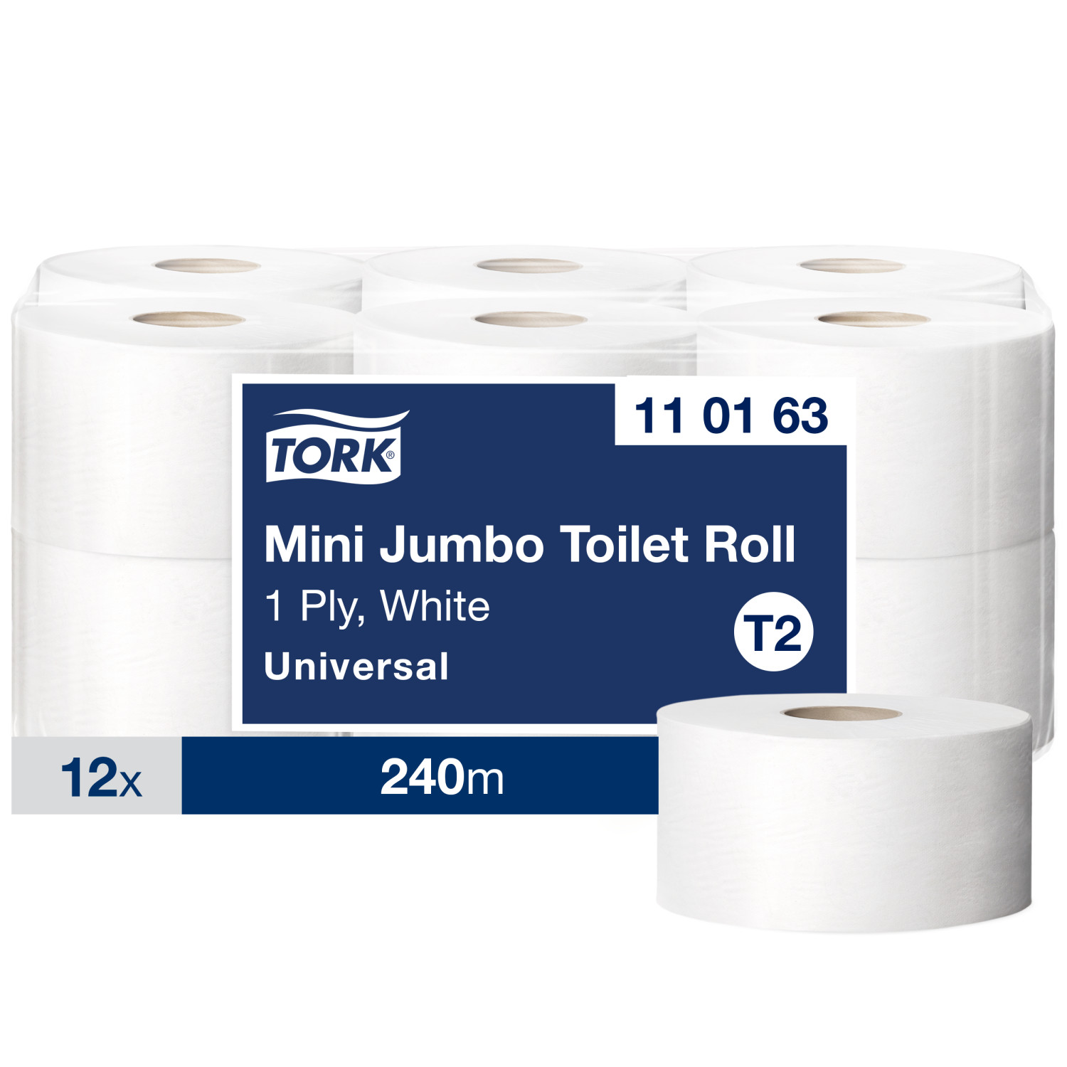 Tork Mini Jumbo – Toiletpapier – Universal – 1-laags -Wit