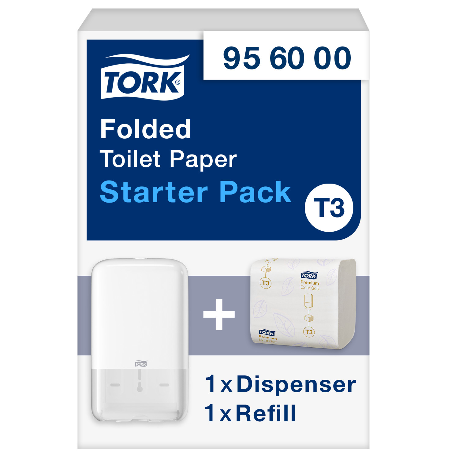 Tork Toiletpapier Dispenser – Starter pack – C&amp;C Kunststof – Gevouwen – Wit