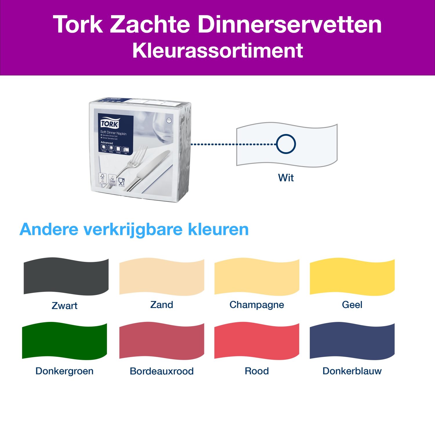 Tork Soft Dinnerservet - Advanced - 39x39cm - 1/8-vouw - 3-laags - Wit - Afbeelding 5