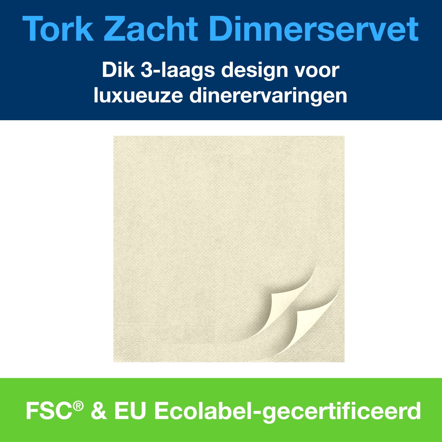 Tork Soft Dinnerservet - Advanced - 39x39cm - 1/4-vouw - 3-laags - Champagne - Afbeelding 6