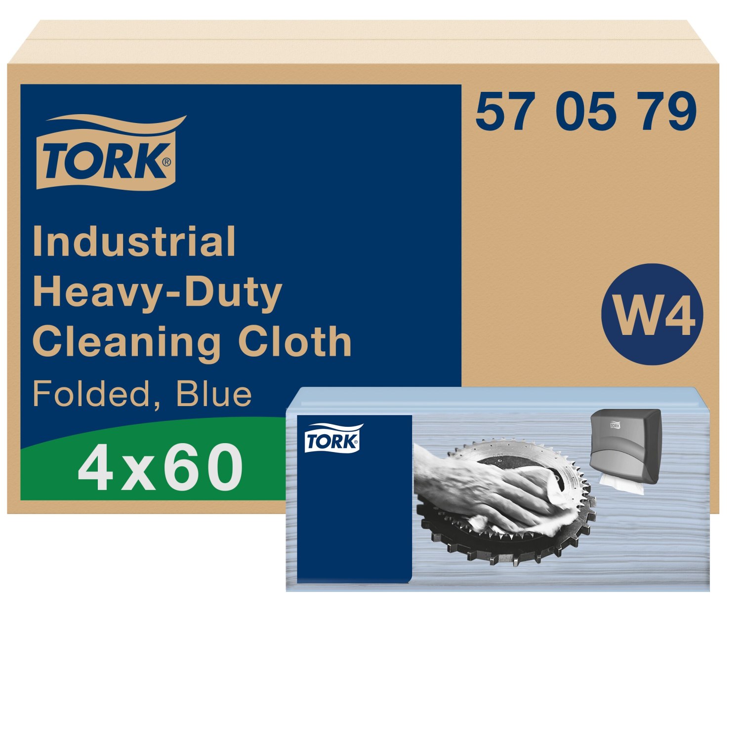 Tork Industrial Heavy-Duty Reinigingsdoek – 1-laags – Gevouwen – Blauw