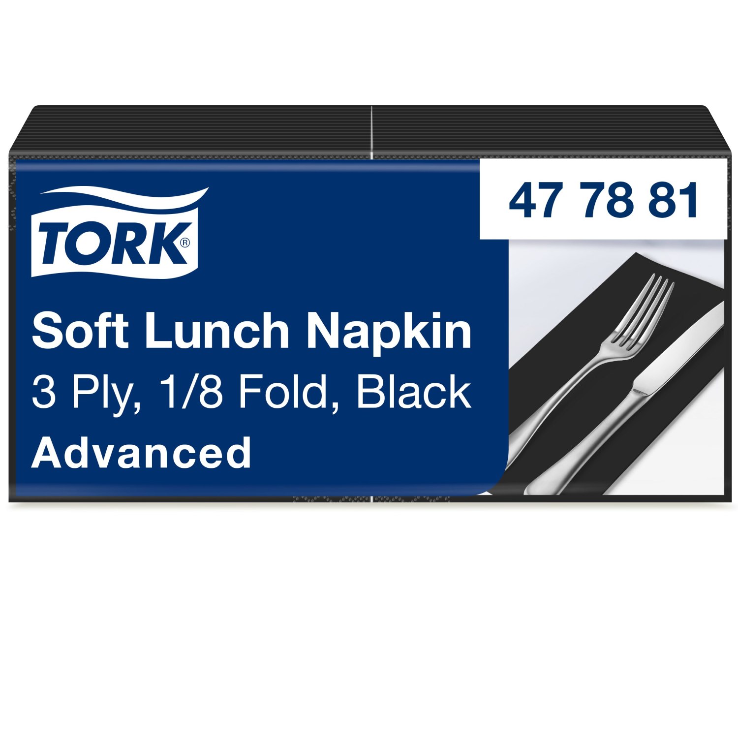 Tork Soft Lunchservet - Advanced - 33x33cm - 1/8-vouw - 3-laags - Zwart - Afbeelding 3