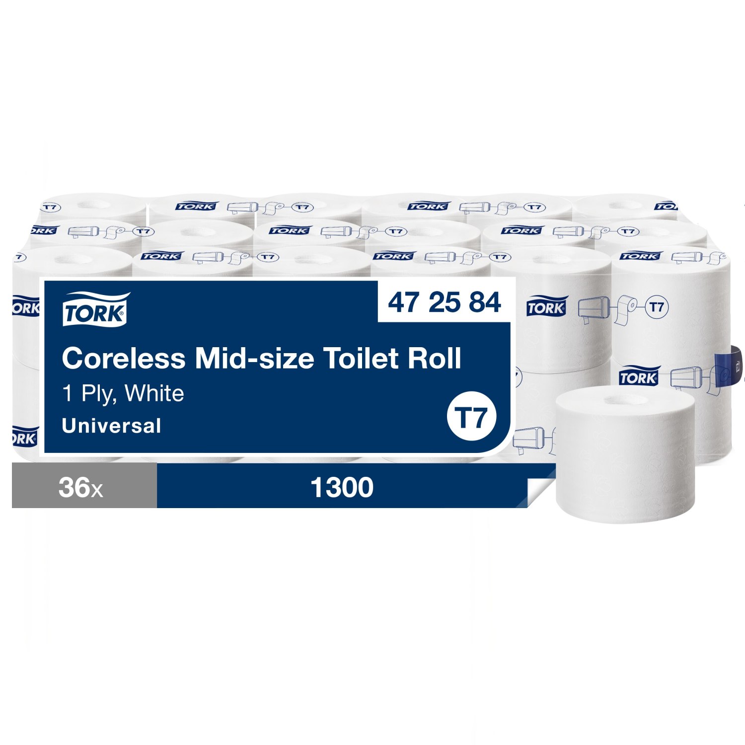 Tork Toiletpapier – Mid-size – Universal – 1-laags – Wit – Hulsloos