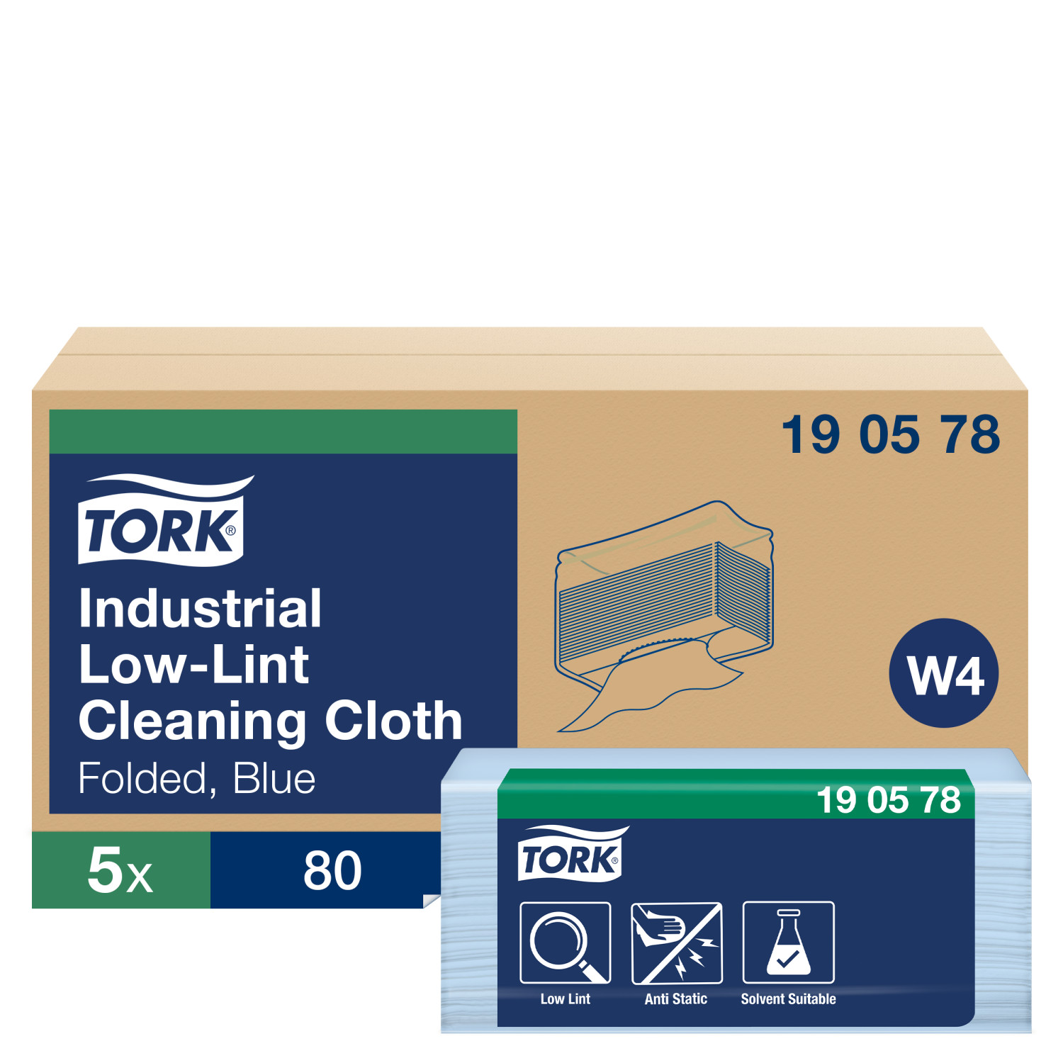 Tork Industrial Low-Lint – Reinigingsdoek – 1-laags – Blauw – Gevouwen