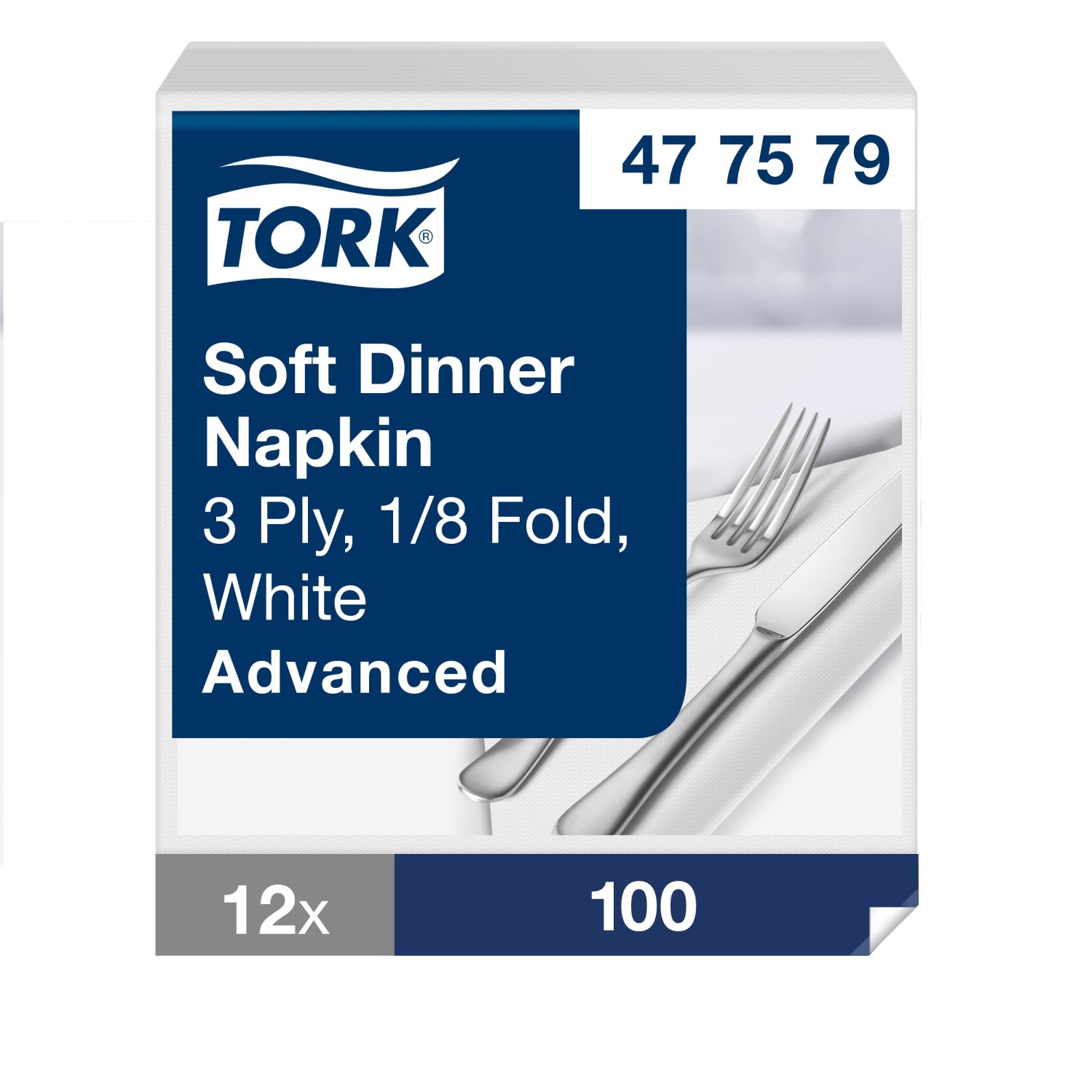 Tork Soft Dinnerservet – Advanced – 39x39cm – 1/8-vouw – 3-laags – Wit