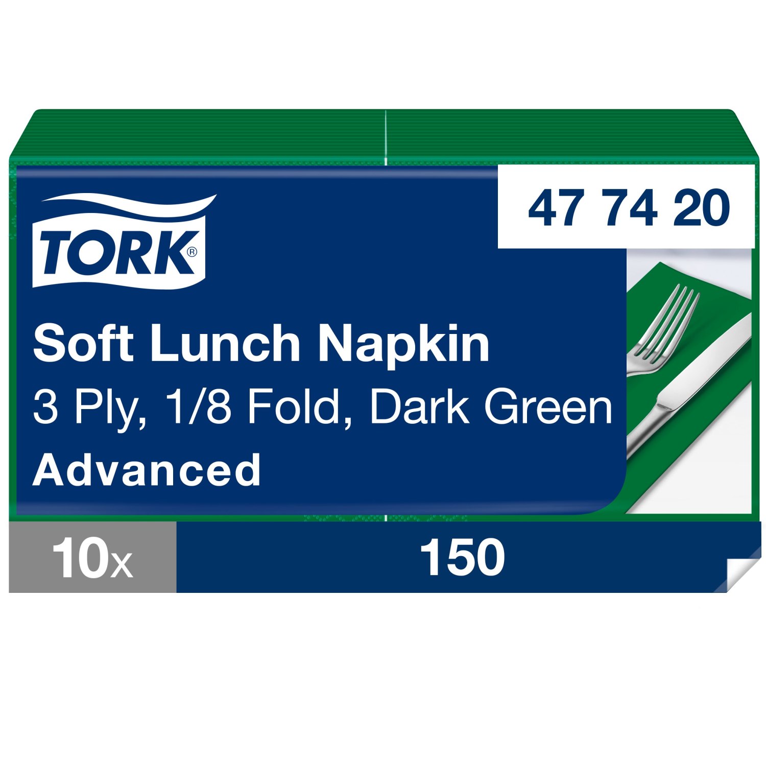 Tork Soft Lunchservet – Advanced – 33x33cm – 1/8-vouw – 3-laags – Donkergroen
