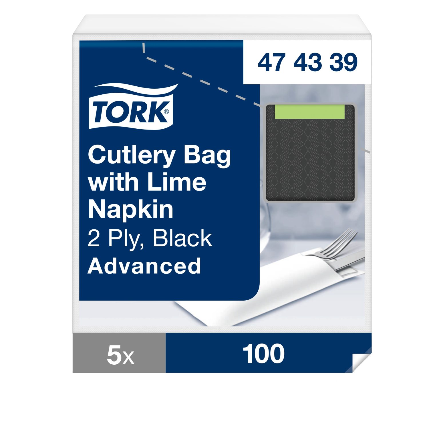 Tork Pochette – Advanced – Zwart met Limoen servet – 2-laags