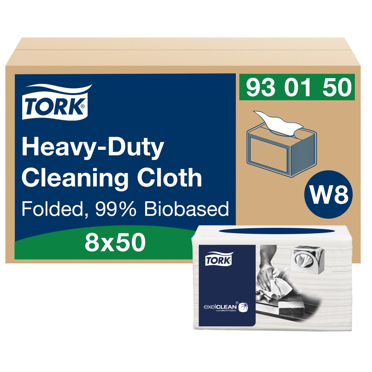 Tork Biobased Heavy-Duty – Reinigingsdoeken – 31,5×38,5cm – 1-laags – Wit