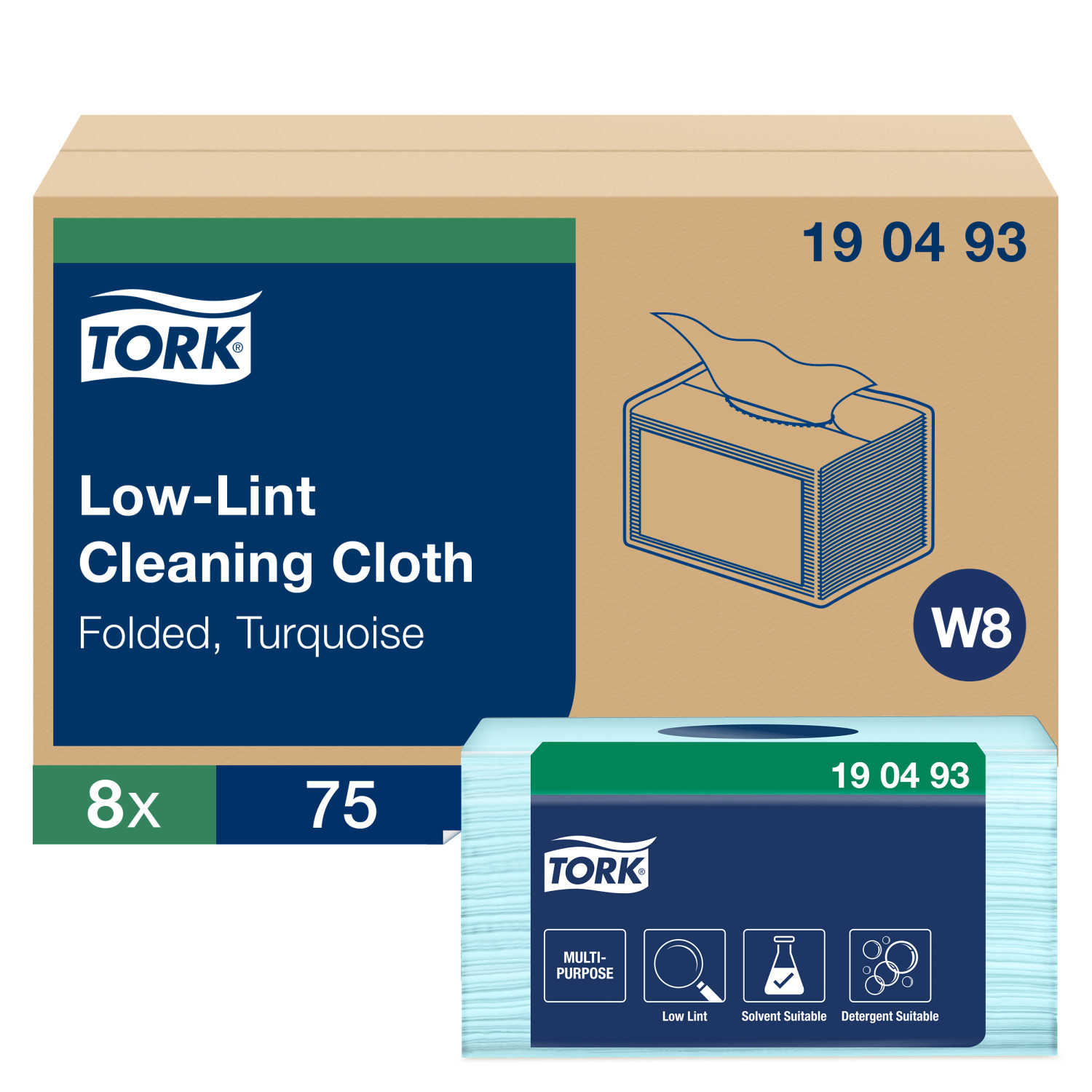 Tork Low-Lint – Reinigingsdoek – Small Pack – 1-laags – Turquoise