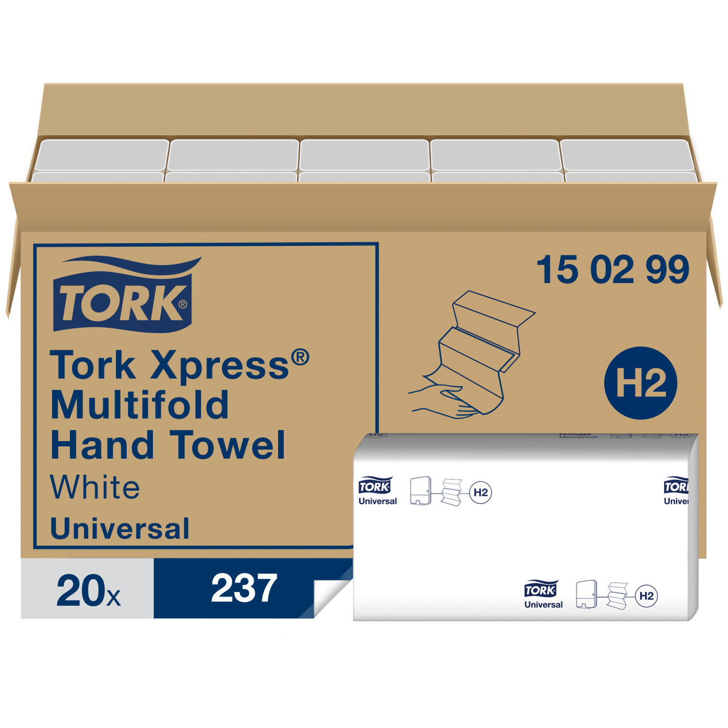 Tork Xpress – Multifold Handdoek – Universal – 2-laags – Wit