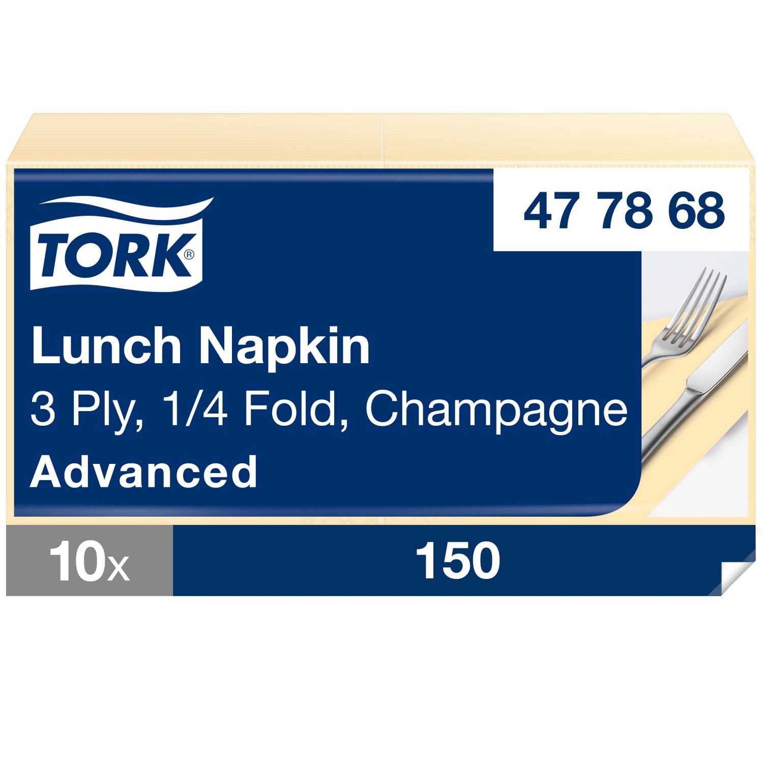 Tork Soft Lunchservet – Advanced – 33x33cm – 1/4-vouw – 3-laags – Champagne