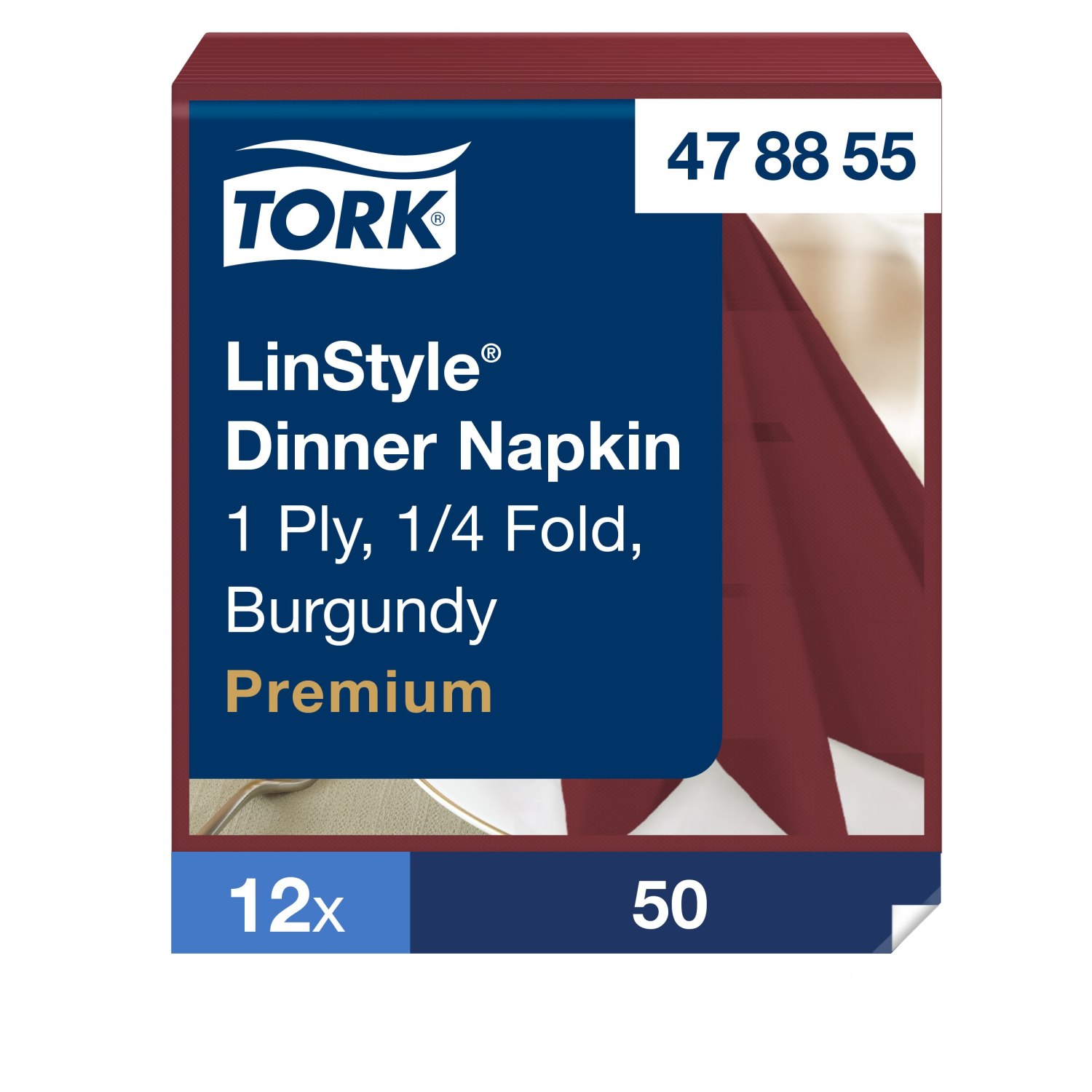 Tork LinStyle – Dinnerservet – Premium – 39x39cm – 1/4-vouw – 1-laags – Bordeaux