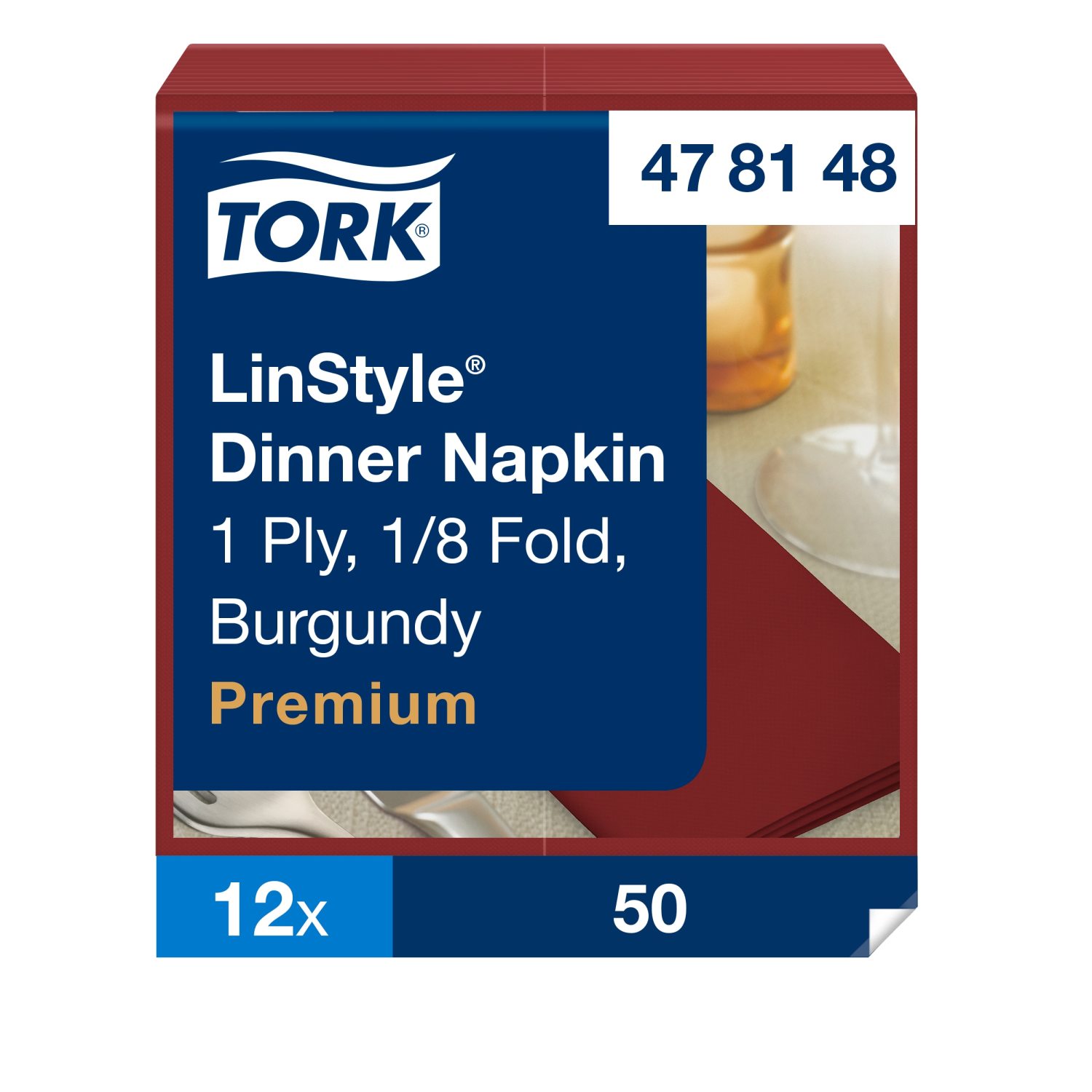 Tork LinStyle – Dinnerservet – Premium – 39x39cm – 1/8-vouw – 1-laags – Bordeaux