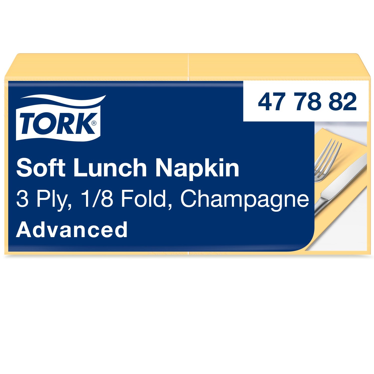 Tork Soft Lunchservet - Advanced - 33x33cm - 1/8-vouw - 3-laags - Champagne - Afbeelding 3