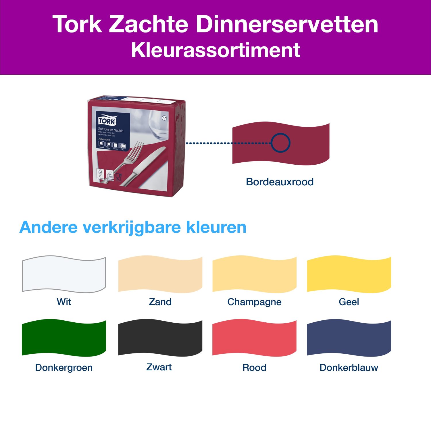 Tork Soft Dinnerservet - Advanced - 3-laags - Bordeaux - Afbeelding 5