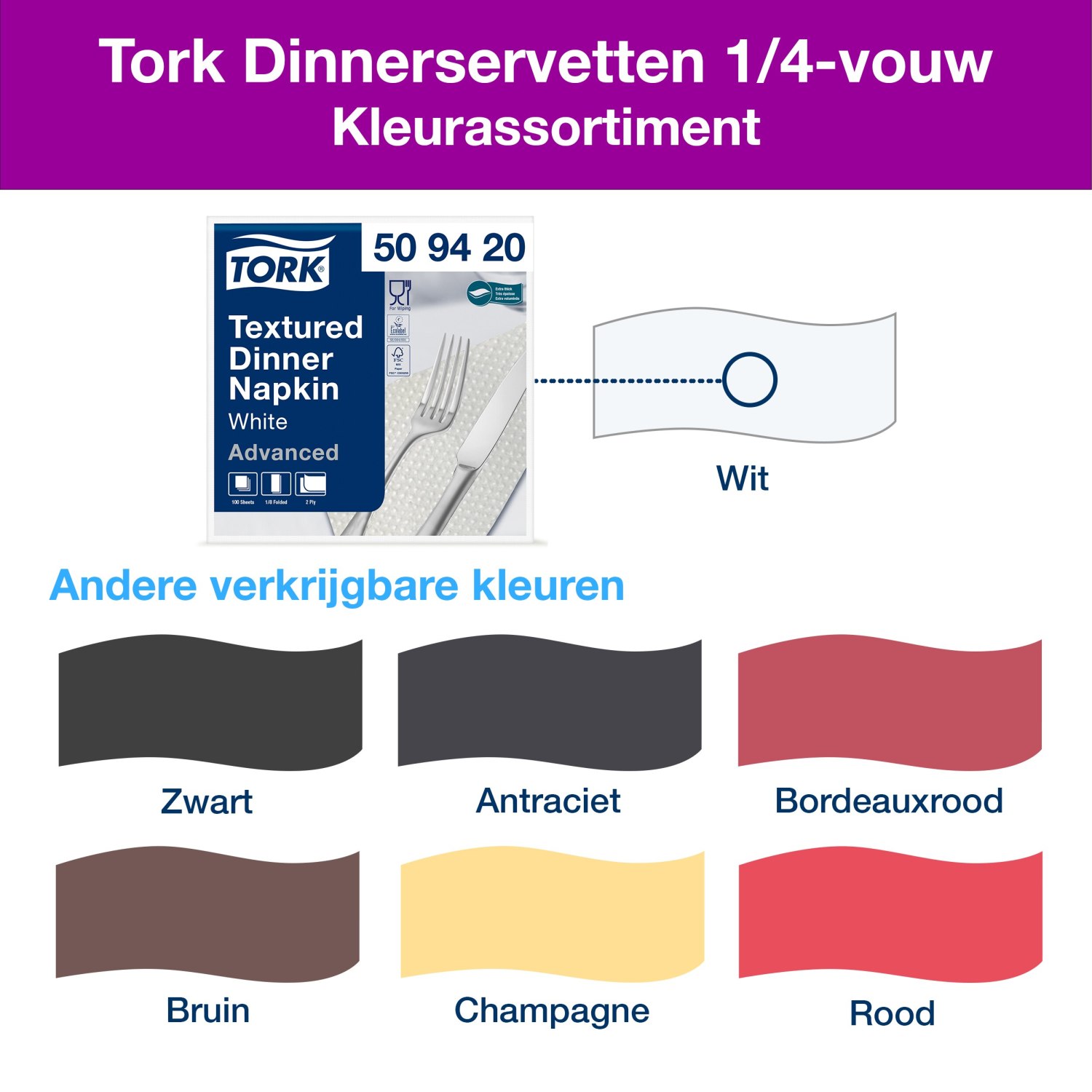 Tork Textured Dinnerservet - 2-laags - Wit - Afbeelding 5
