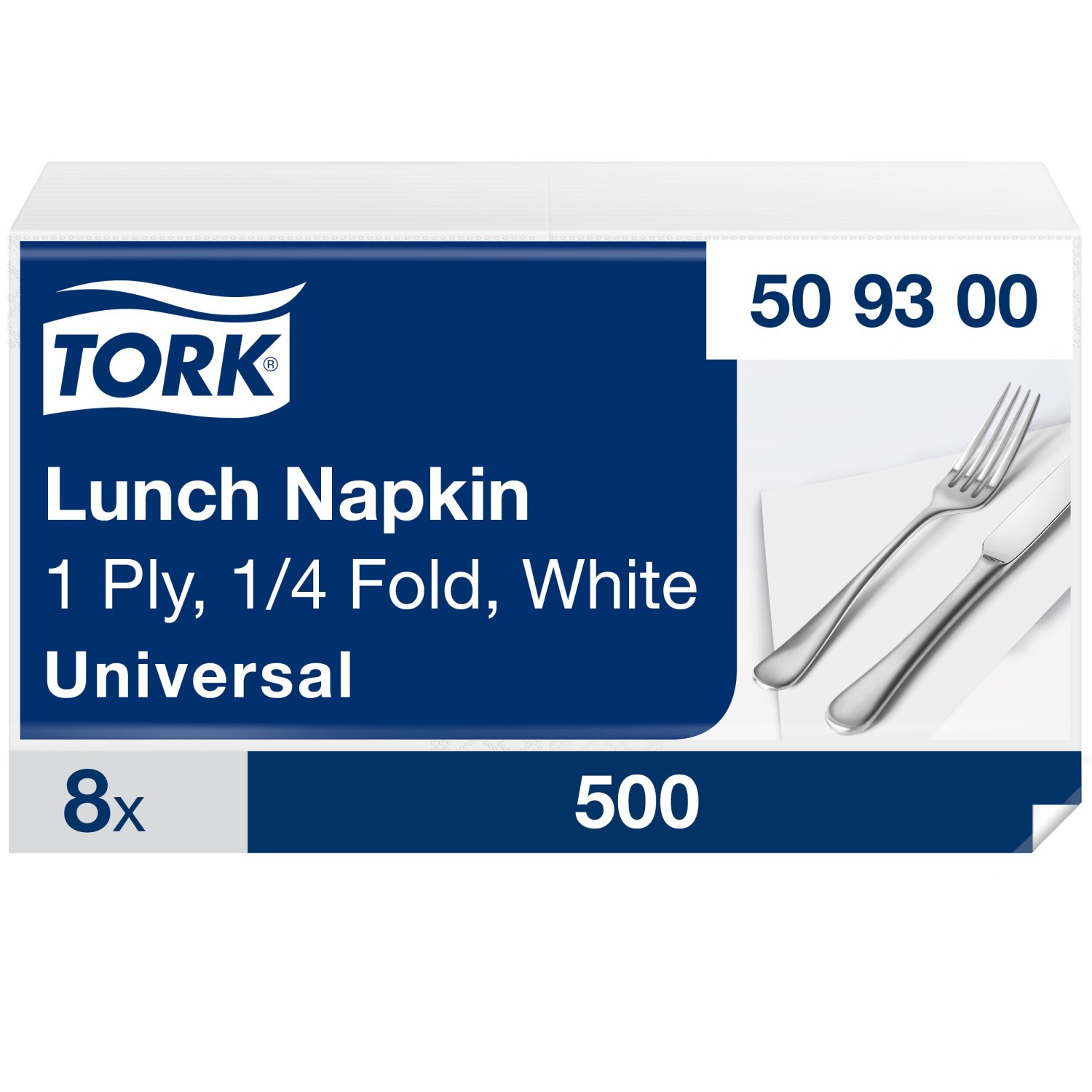 Tork Lunchservet – Universal – 33x33cm – 1/4-vouw – 1-laags – Wit