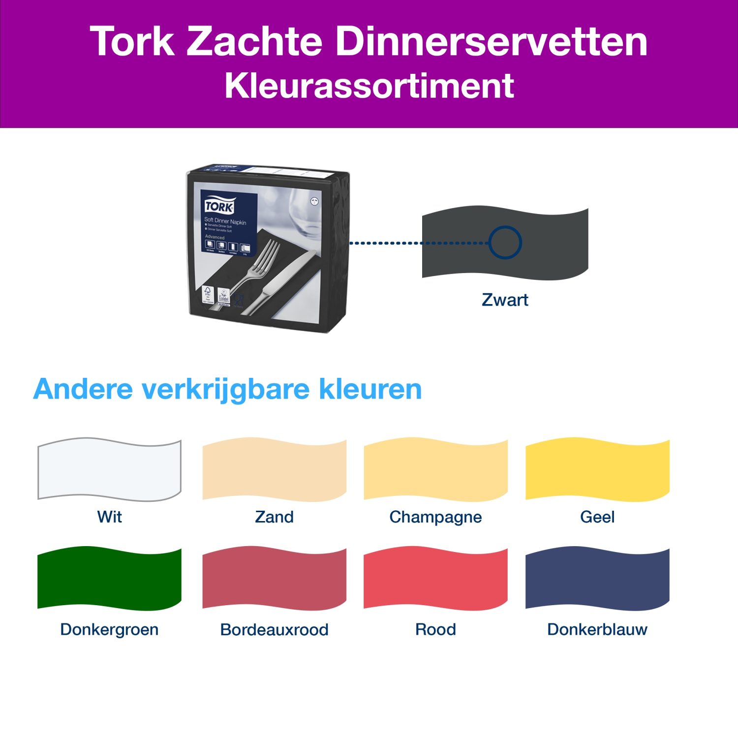 Tork Soft Dinnerservet - 3-laags - Zwart - Afbeelding 5