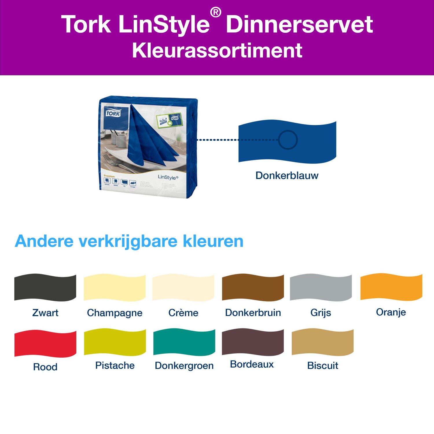 Tork LinStyle - Dinnerservet - Premium - 1-laags - Donkerblauw - Afbeelding 5