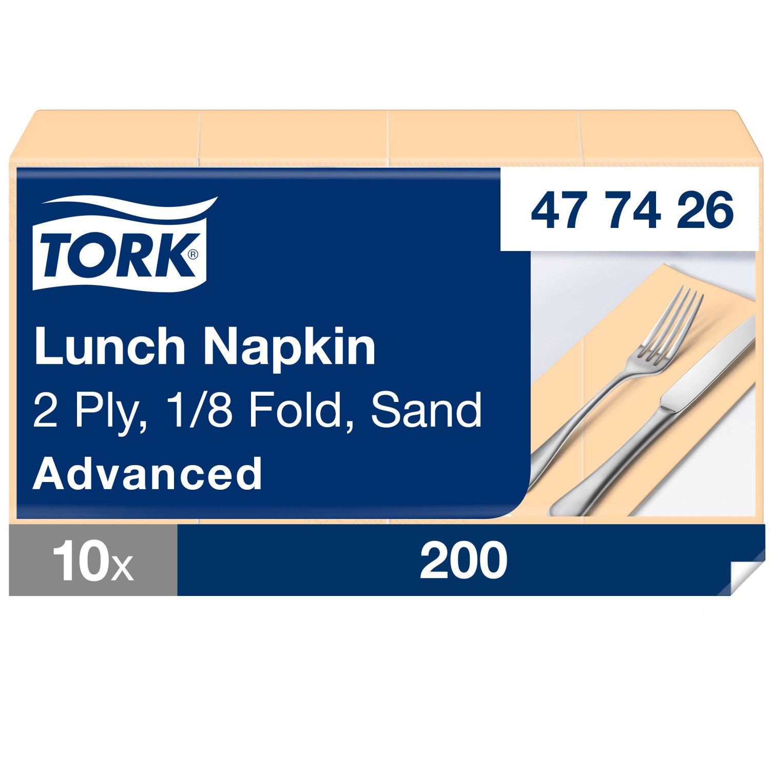 Tork Lunchservet – Advanced – 33x33cm – 1/8-vouw – 2-laags – Zand