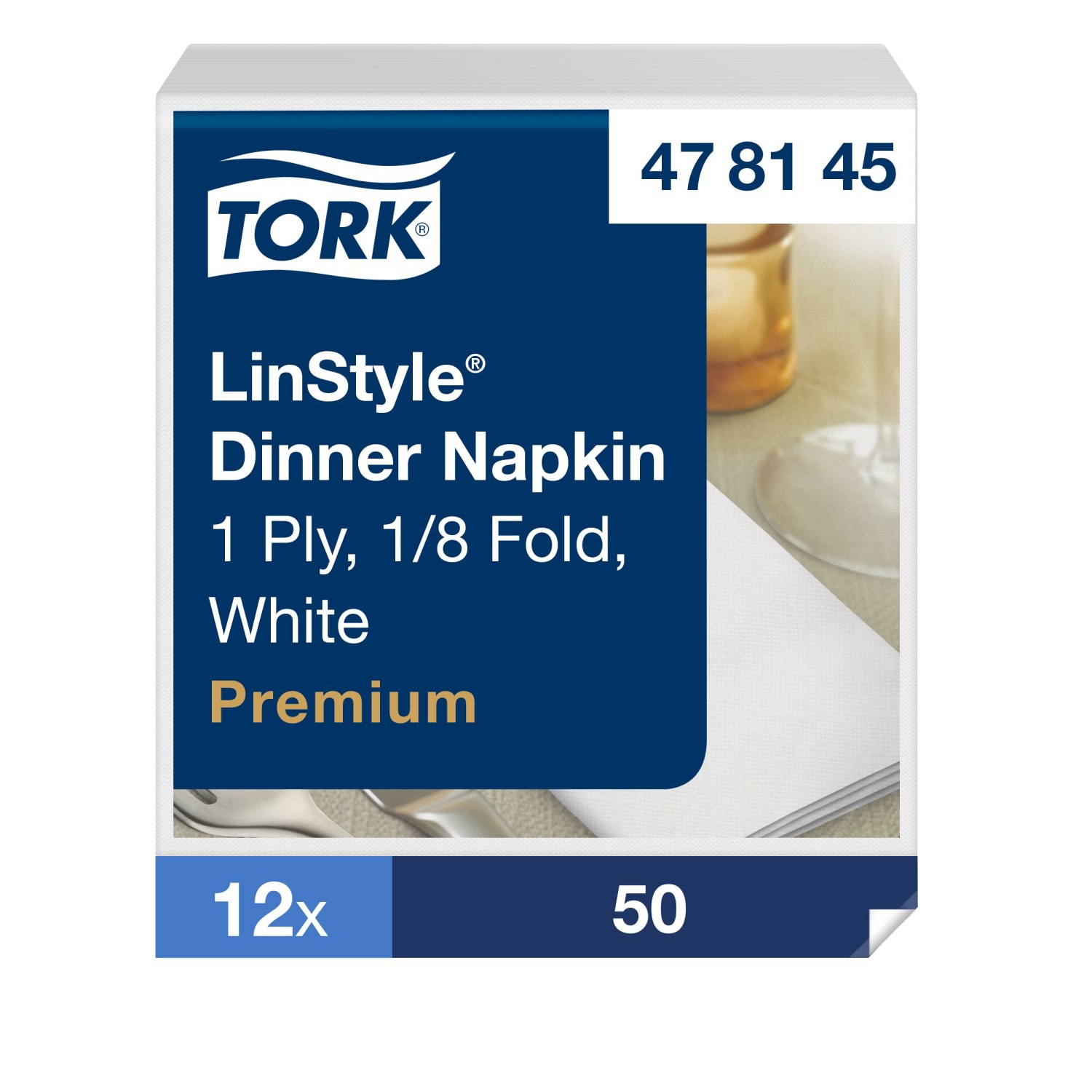 Tork LinStyle – Dinnerservet – Premium – 39x39cm – 1/8-vouw – 1-laags – Wit