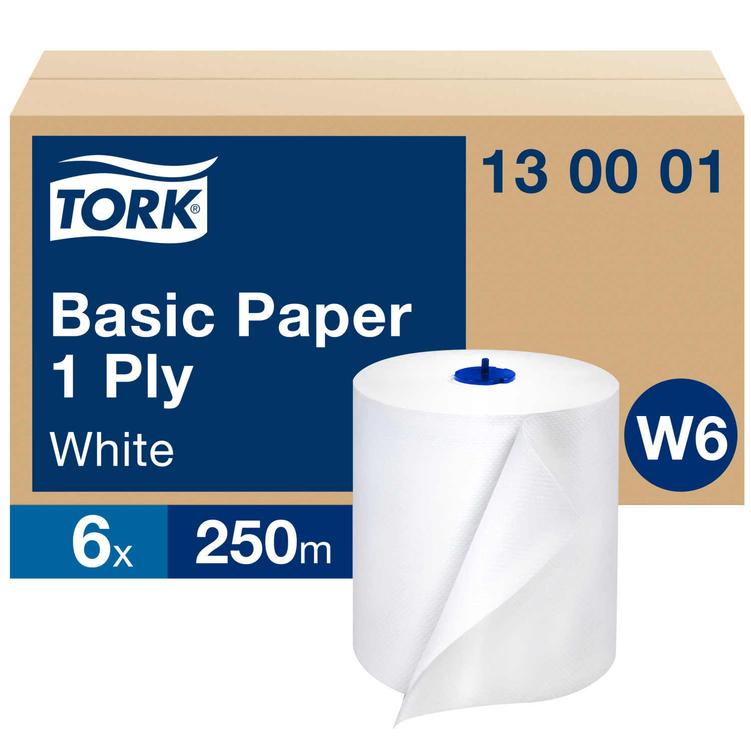 Tork Basic rol – Poetspapier – 1-laags – Wit