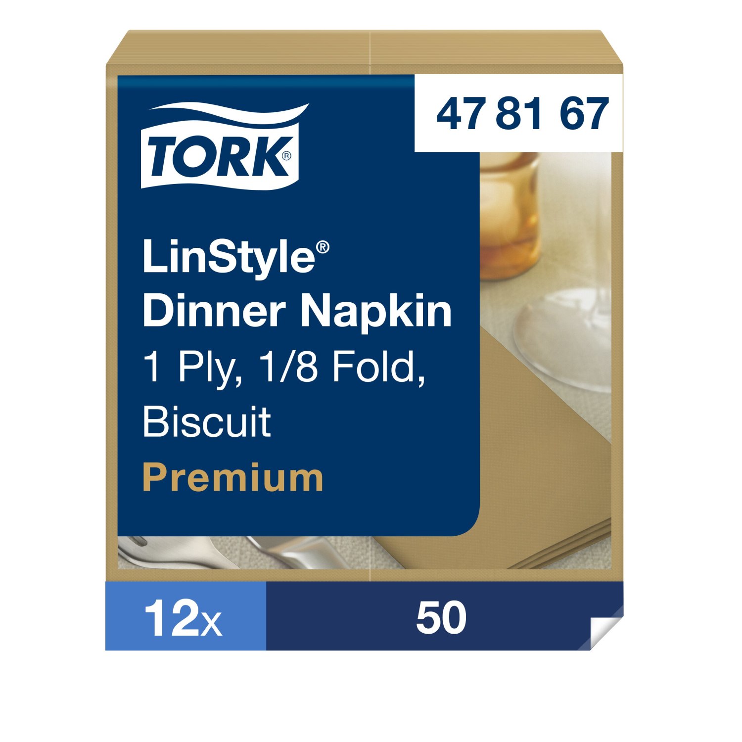 Tork LinStyle – Dinnerservet – Premium – 39x39cm – 1/8-vouw – 1-laags – Biscuit