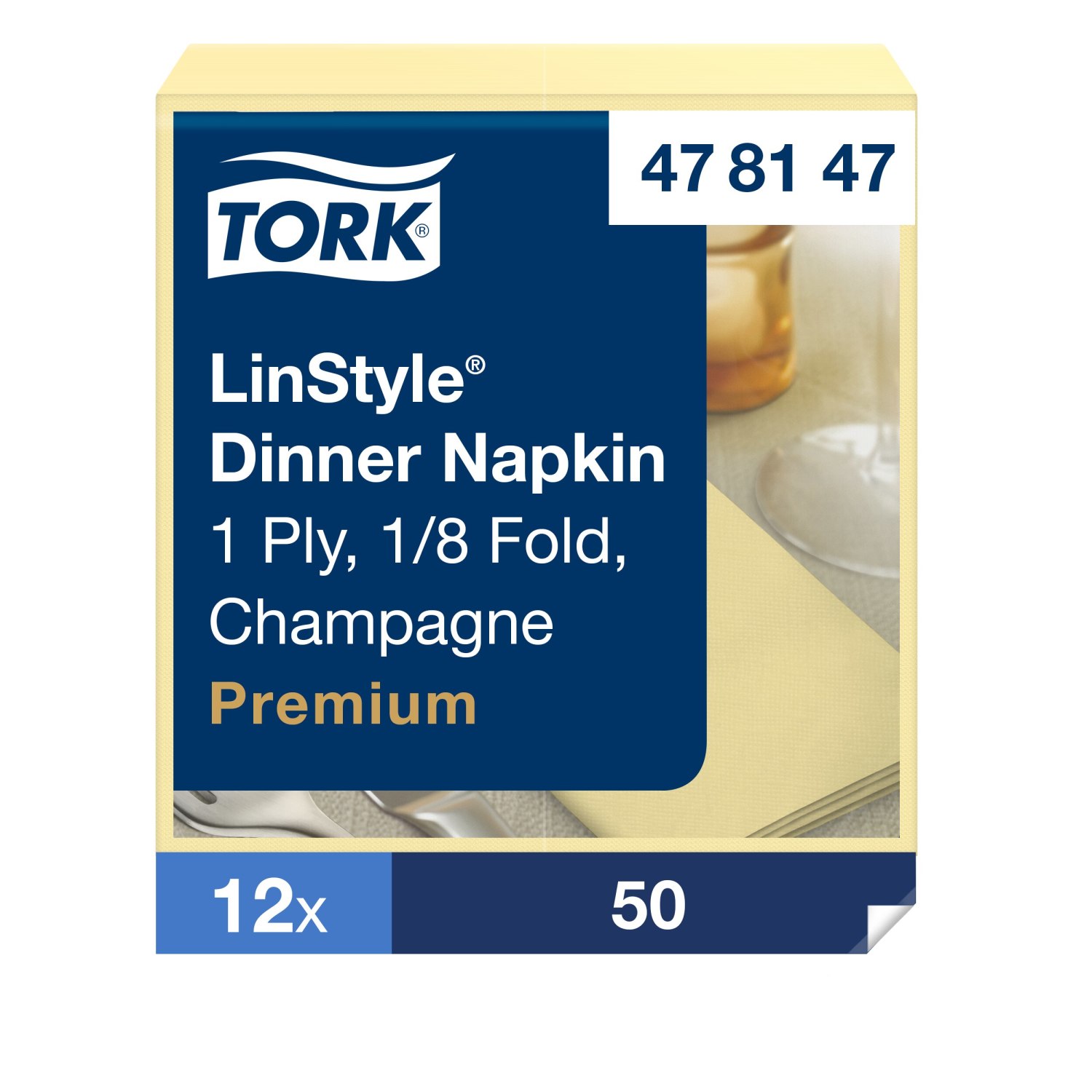 Tork LinStyle – Dinnerservet – Premium – 39x39cm – 1/8-vouw – 1-laags – Champagne