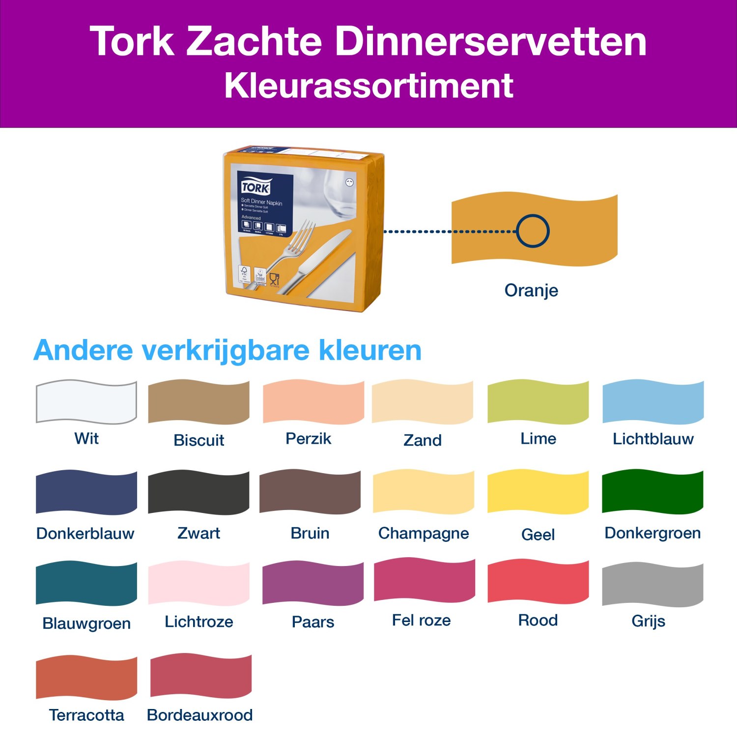 Tork Soft Dinnerservet - Advanced - 3-laags - Oranje - Afbeelding 5