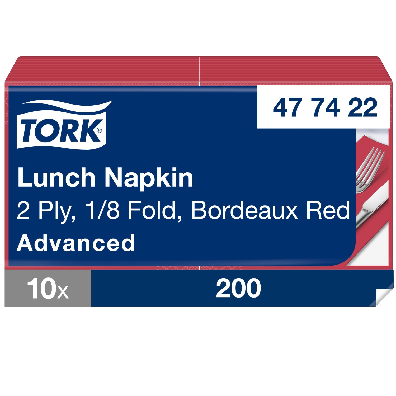 Tork Lunchservet – Advanced – 33x33cm – 1/8-vouw – 2-laags – Bordeaux
