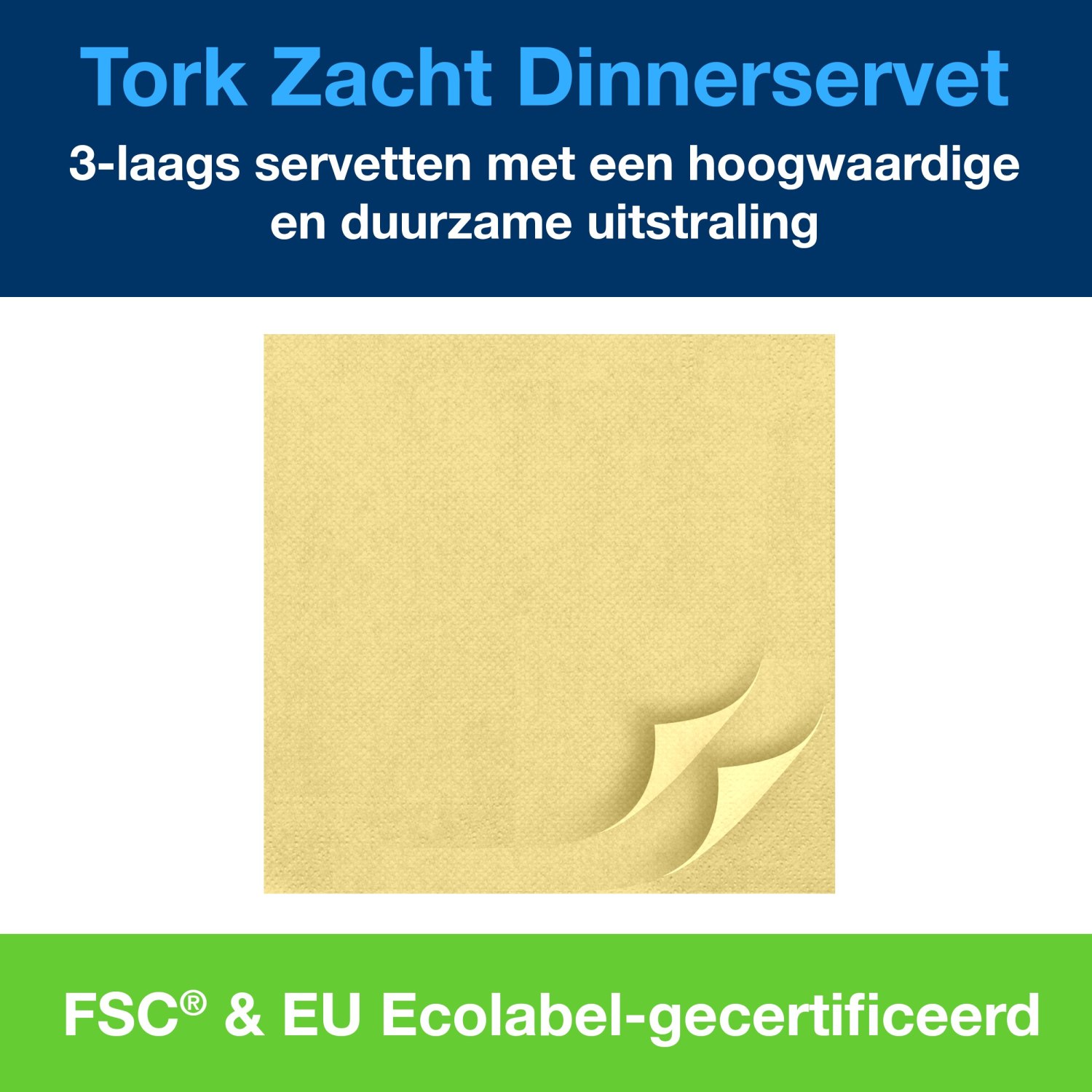 Tork Soft Dinnerservet - 3-laags - Geel - Afbeelding 6