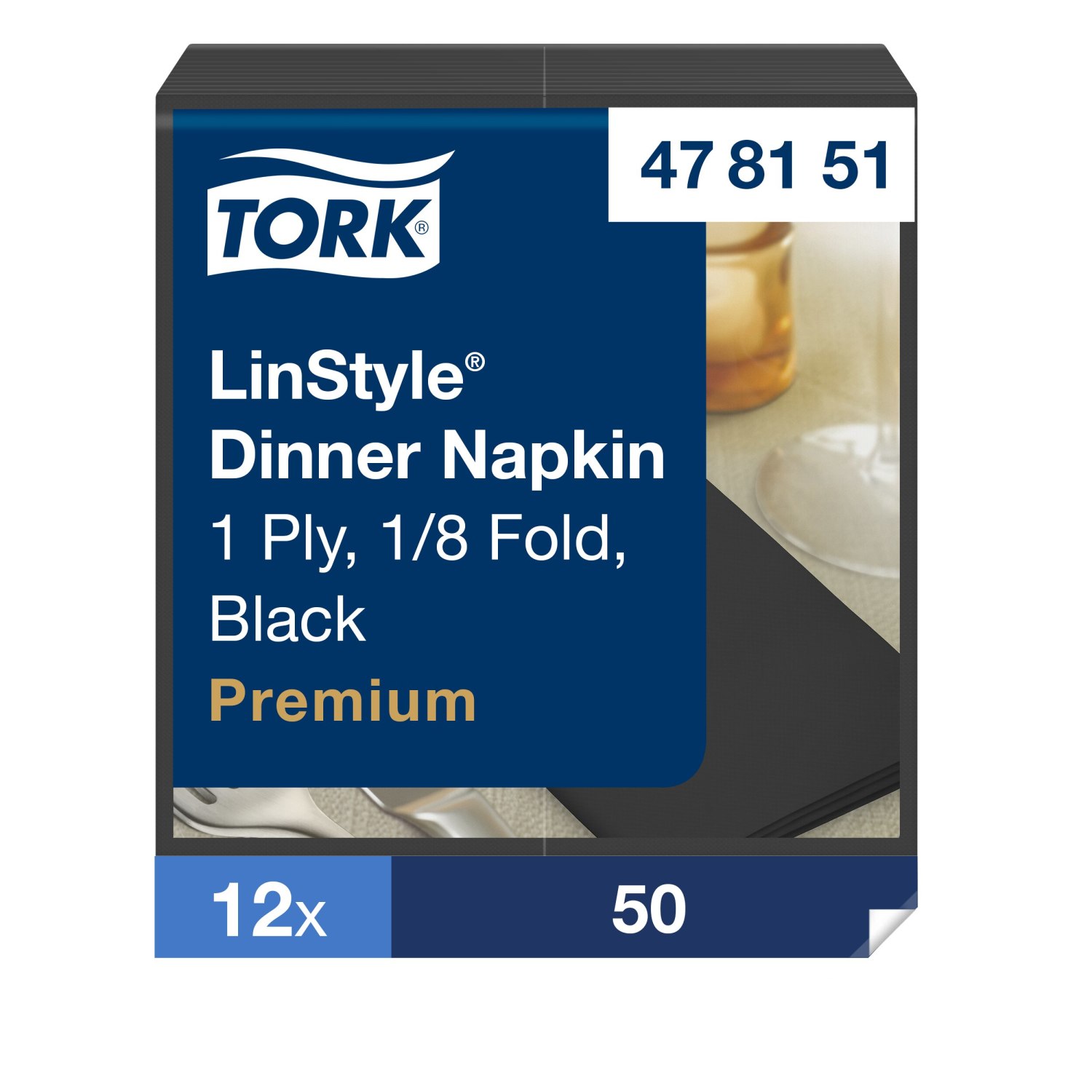Tork LinStyle – Dinnerservet – Premium – 39x39cm – 1/8-vouw – 1-laags – Zwart