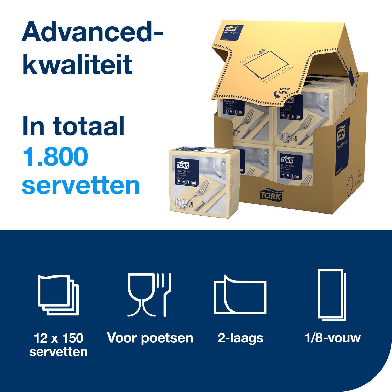 Tork Dinnerservet - Advanced - 2-laags - Zand - Afbeelding 4