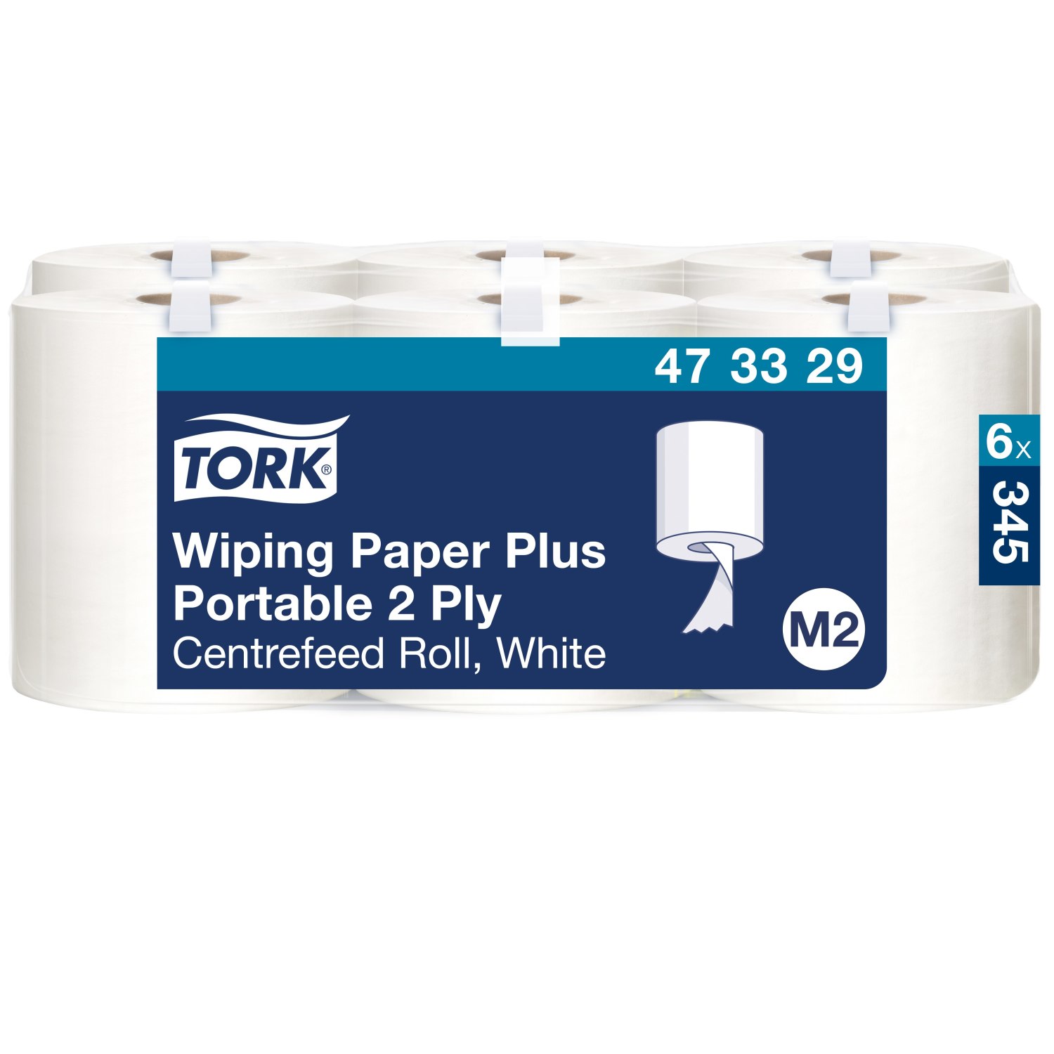 Tork Wiping Plus – Centerfeed – Poetspapier – Advanced – 2-laags – Wit – Draagbaar