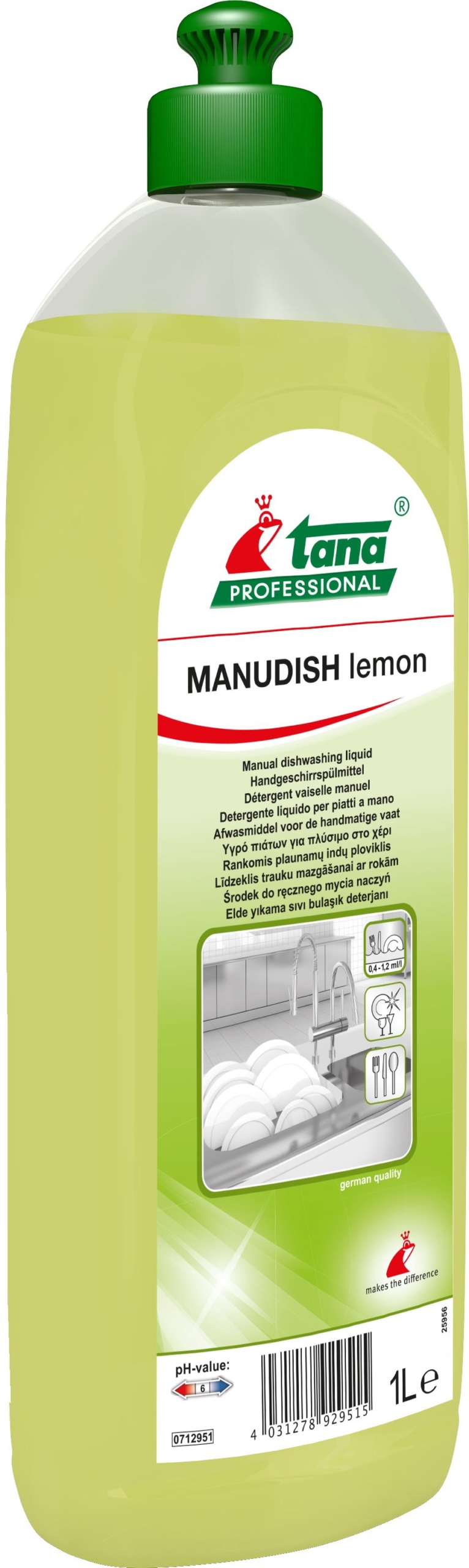 MANUDISH Lemon – Handafwasmiddel met citroengeur – 1ltr/flacon