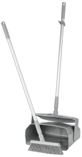 Vikan – Dustpan set, closable with broom, 350 mm, Medium, Grey