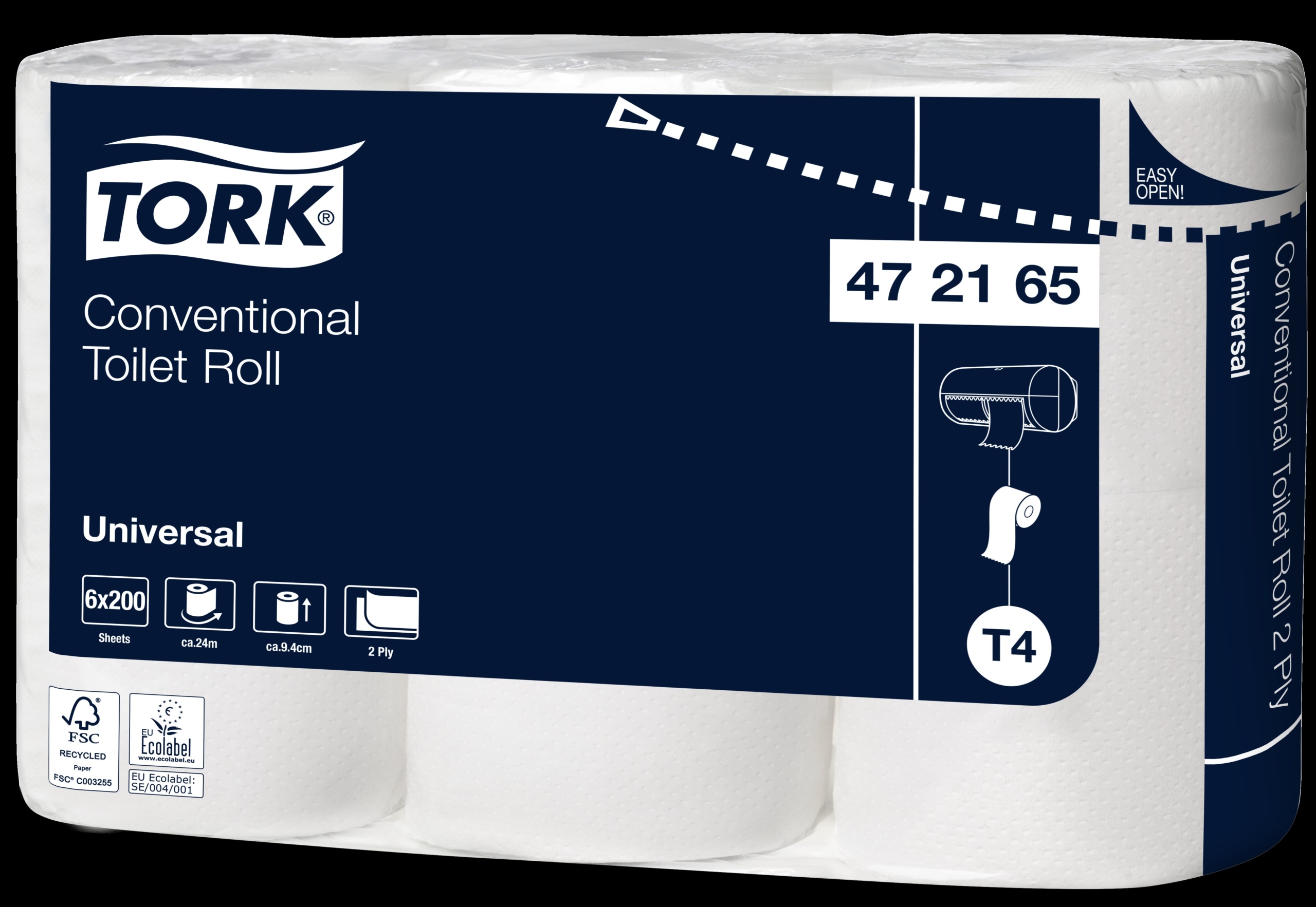 Tork Toiletpapier – 2-laags – Traditioneel – 23,8mtr/9,4cm – 200vel/rol – 12x4rol – 48rol/pak