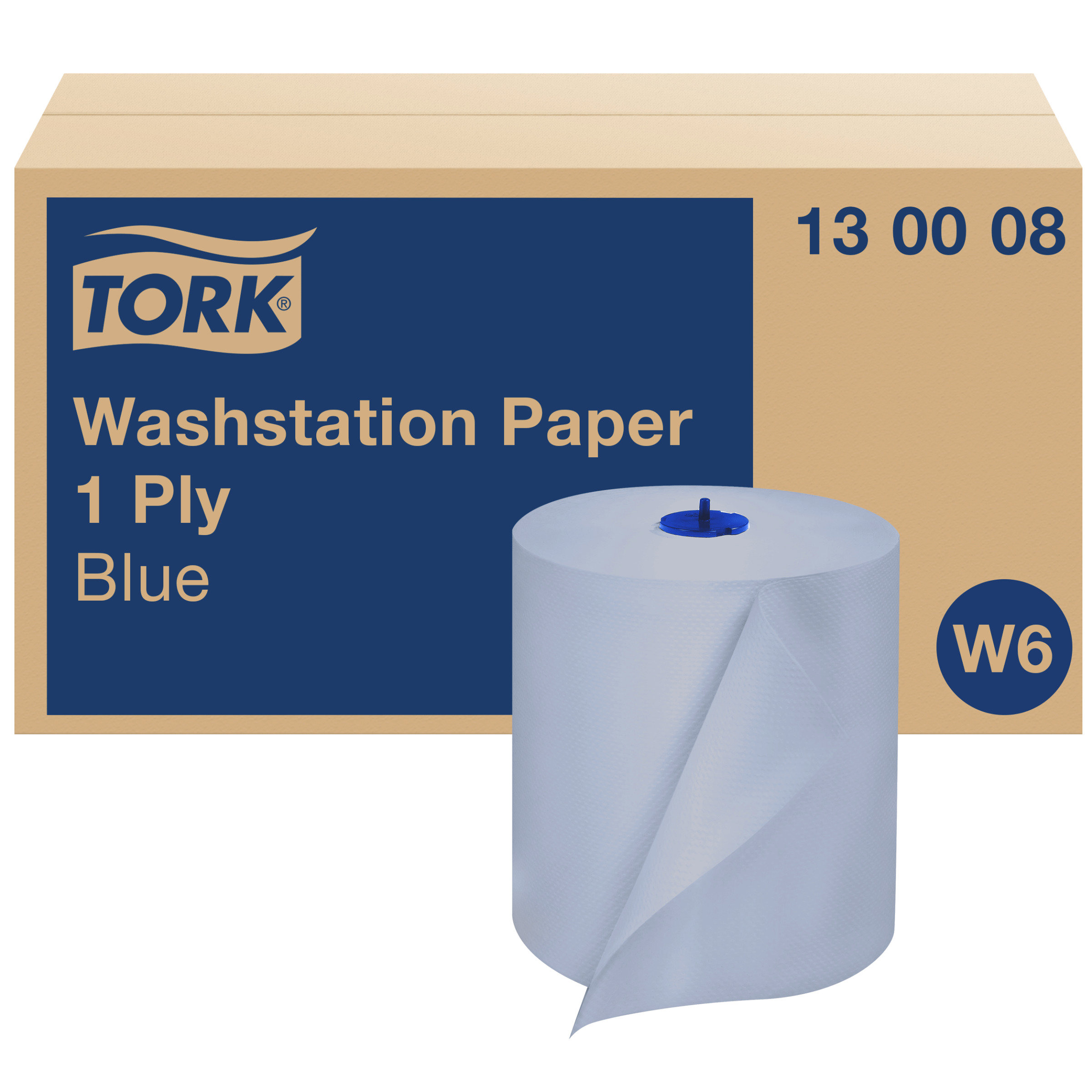 Tork Wasstation Poetspapier – 1-laags – 250mtr/19,5cm – Blauw – 6rol/doos