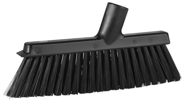 Vikan – Hygiene – Veger – Voor stofblik – Met lange steel – Polypropyleen – Zwart – Medium